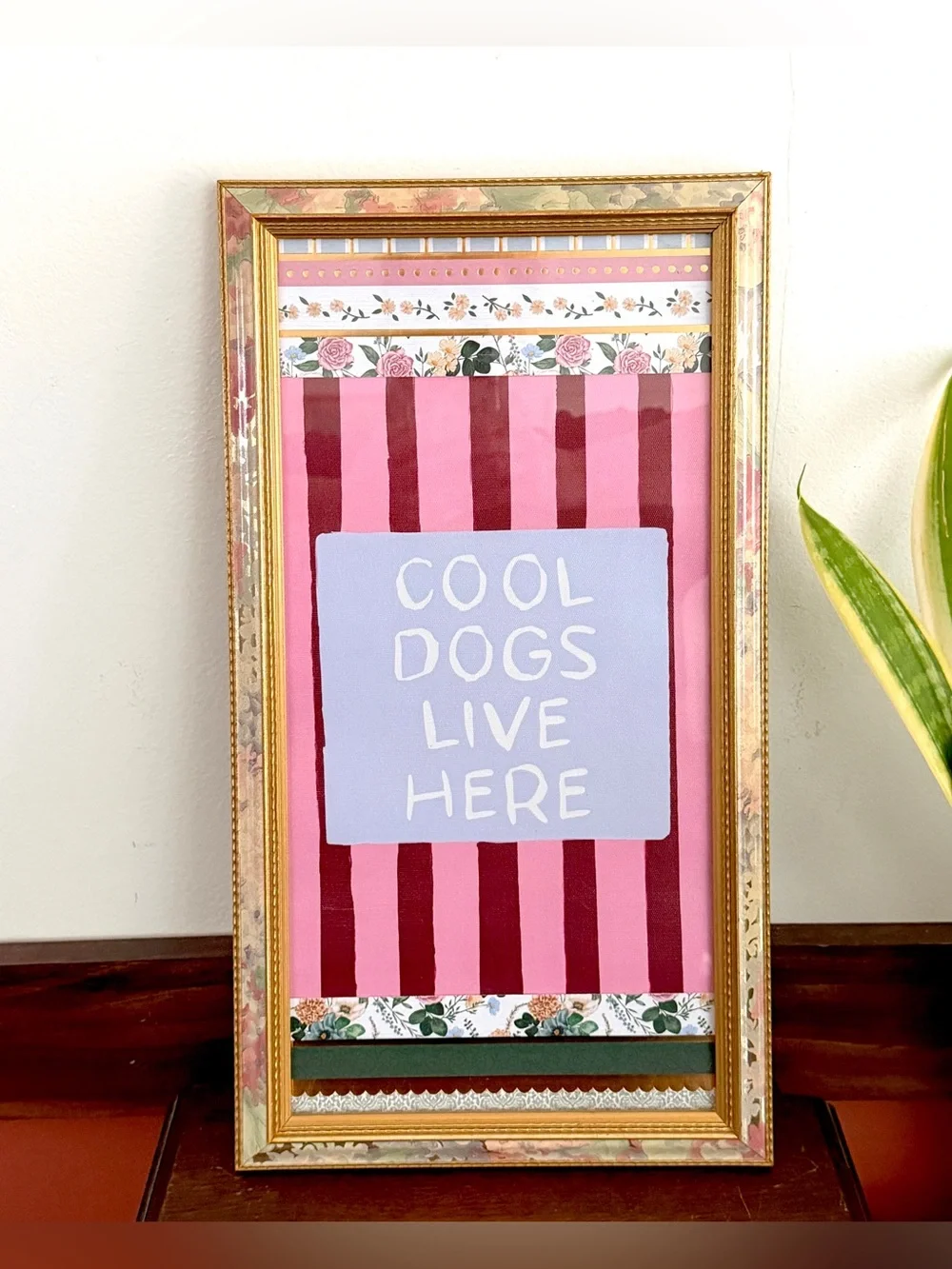 Cool Dogs Live Here Baroque Floral Vintage Maximalist Canvas Art Print Framed